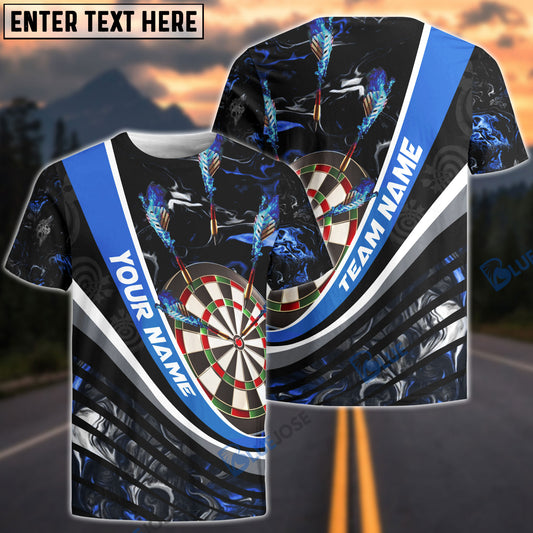 BlueJose Flaming Magma Darts Personalized Name, Team Name 3D Shirt (4 Colors)