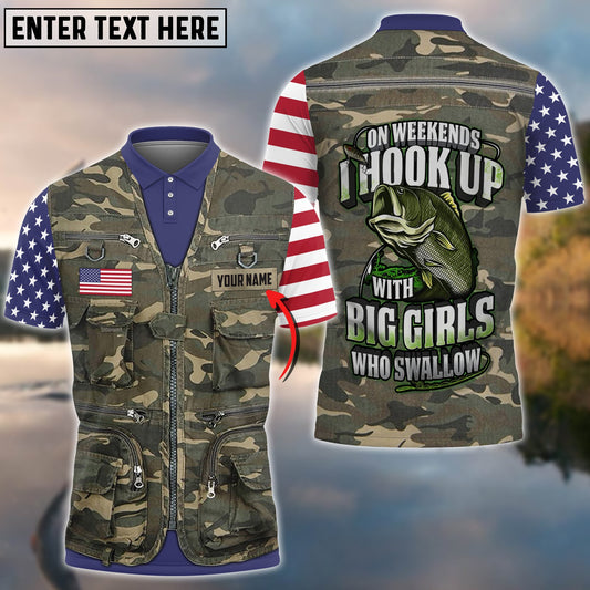 BlueJose American Fishing Vest Personalized Name 3D Shirt