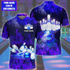 BlueJose Bowling Flame Pattern Multicolor Customized Name 3D Polo Shirt, Personalized Shirts For Bowling Players
