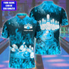 BlueJose Bowling Flame Pattern Multicolor Customized Name 3D Polo Shirt