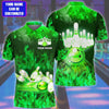 BlueJose Bowling Flame Pattern Multicolor Customized Name 3D Polo Shirt, Personalized Shirts For Bowling Players