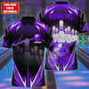 BlueJose Bowling Thunder Pattern Multicolor Customized Name 3D Polo Shirt