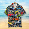 Custom Muscle Car Photo Hawaiian Shirt, Red Flowers Pattern