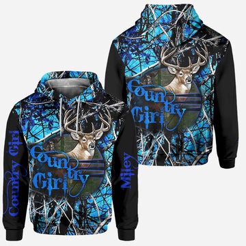 BlueJose Country Girl, Personalized Hunting All Over Shirt, Personalized 3D Hoodie For Hunting Lover