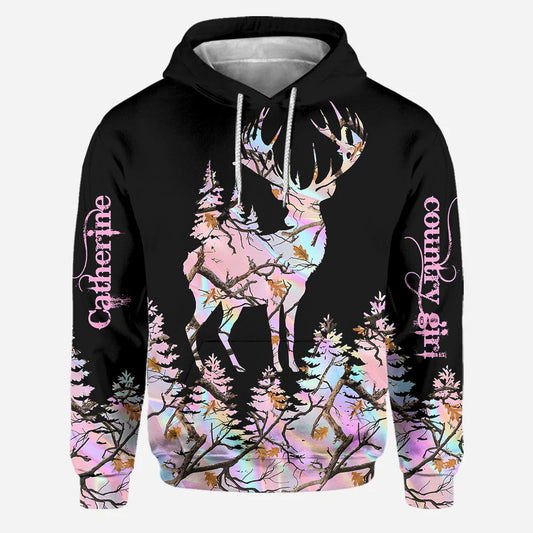 BlueJose Country Girl, Personalized Hunting All Over Shirt, Personalized 3D Hoodie For Hunting Lover