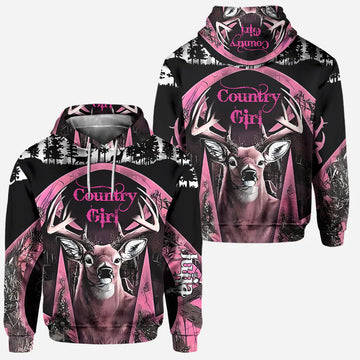 BlueJose Country Girl, Personalized Hunting All Over Shirt, Personalized 3D Hoodie For Hunting Lover