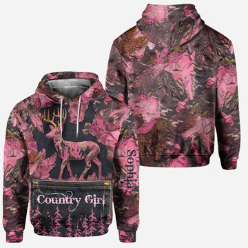 BlueJose Country Girl, Personalized Hunting All Over Shirt, Personalized 3D Hoodie For Hunting Lover