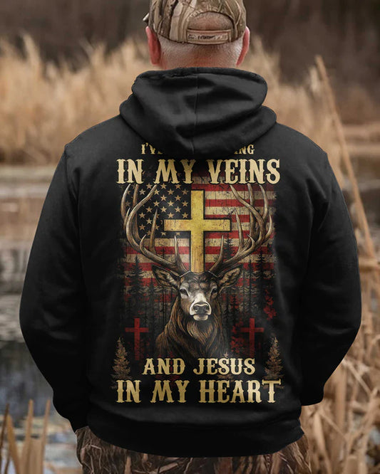 BlueJose I've Got Hunting In My Veins And Jesus In My Heart 3D Shirt, Personalized 3D Hoodie For Hunting Lover