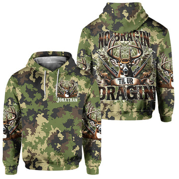 BlueJose No Bragin Til Ur Draggin, Personalized Hunting All Over Shirt, Personalized 3D Hoodie For Hunting Lover