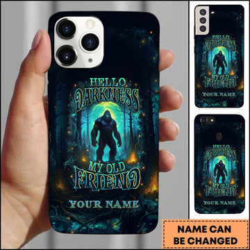 BlueJose Artist Hunting - Hello Darkness My Old Friend Bigfoot Forest Night Personalized Name Phone Case
