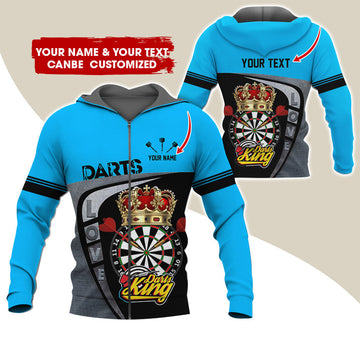 BlueJose Darts King Personalized Name, Team Name Zipper Hoodie Hoodie