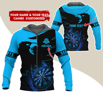 BlueJose Eagle Darts Personalized Name, Team Name Zipper Hoodie