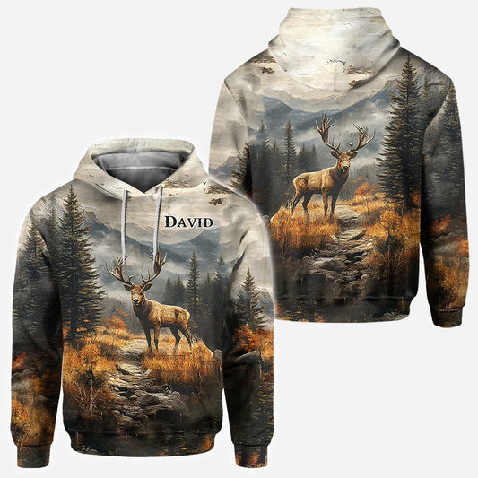 BlueJose Any Name Beautiful Deer, Personalized Hunting All Over Shirt, Personalized 3D Hoodie For Hunting Lover