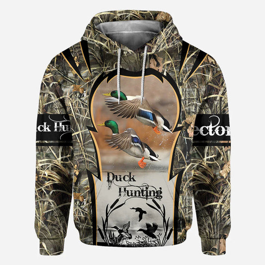 BlueJose Duck Hunting, Personalized Hunting All Over Shirt, Personalized 3D Hoodie For Hunting Lover