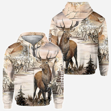 BlueJose Love Hunting, Personalized Hunting All Over Shirt, Personalized 3D Hoodie For Hunting Lover