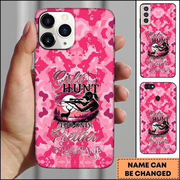 BlueJose Artist Hunting - Girls Hunt Too Only Prettier Sniper Pink Camo Personalized Name Phone Case