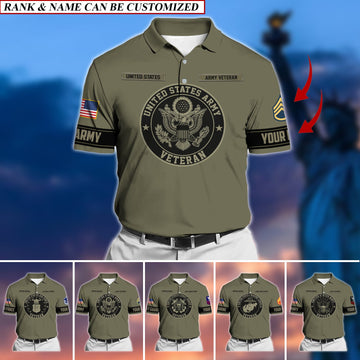 BlueJose Premium Personalised U.S Multiple Service Veteran Polo Shirt