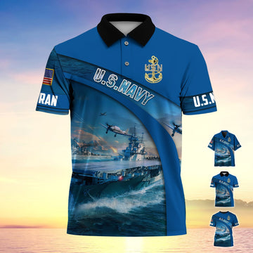BlueJose Premium U.S Navy Veteran Polo Shirt