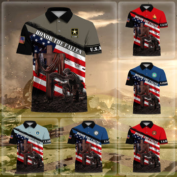 BlueJose Premium U.S Multiple Service Veteran Polo Shirt