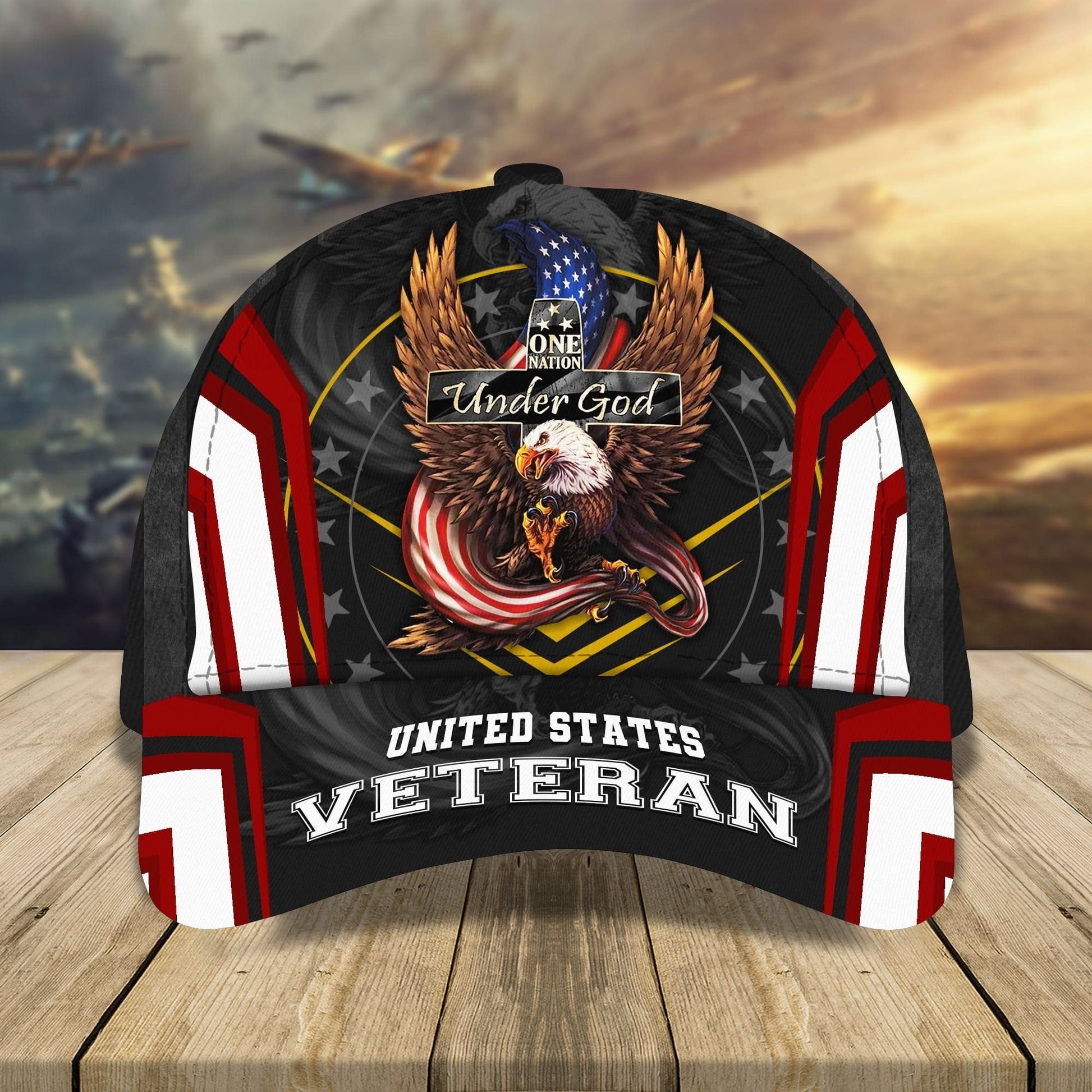 BlueJose Eagle One Nation Under God Veteran Cap Multicolored 3D Printed