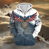 BlueJose Premium Multiple Services US Veteran Zip Hoodie