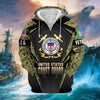 BlueJose Unique Camo Soldiers US Veteran Zip Hoodie