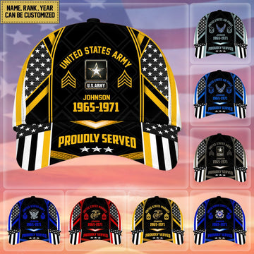 BlueJose Premium Custom Name Rank And Year US Veteran Cap APVC160802