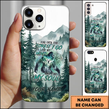 BlueJose Artist Hunting - Into The Forest Bigfoot Watercolor Mountains Personalized Name Phone Case