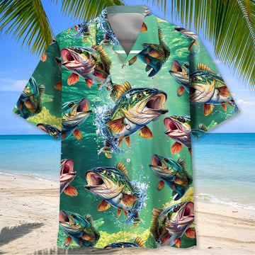 BlueJose Bass Fishing Fresh Hawaiian Shirt