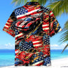 Bluejose Car Racing American Flag Hawaiian Shirt