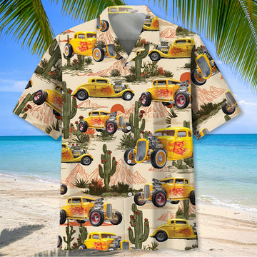 Bluejose Personalized Hot Rod Yellow Desert Hawaiian Shirt