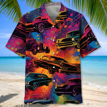 Bluejose Retro Rhythm Classic Car Hawaiian Shirt
