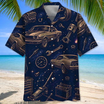 Bluejose Cosmic Garage Classic Muscle Car Hawaiian Shirt