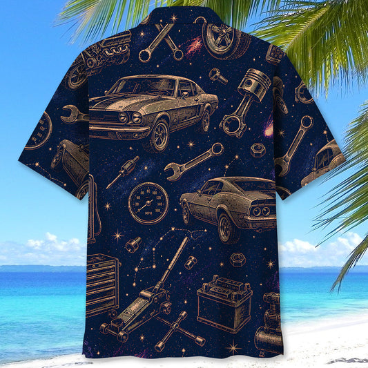 Bluejose Cosmic Garage Classic Muscle Car Hawaiian Shirt