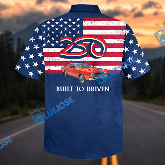 Bluejose Personalized 1969 Dodge Coronet Hawaiian Shirt – America 250 Patriotic Vintage Car Aloha Shirt