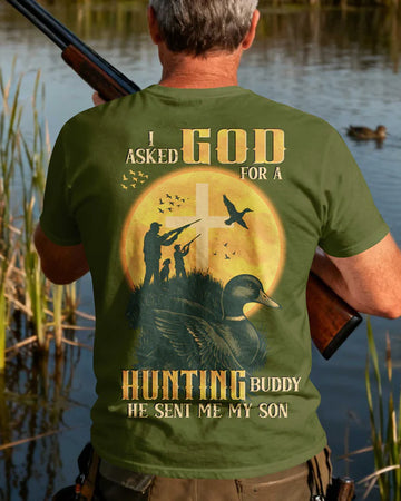 BlueJose I Asked God For A Hunting Buddy He Sent My Son Shirt, Personalized Hunting 3D Shirt