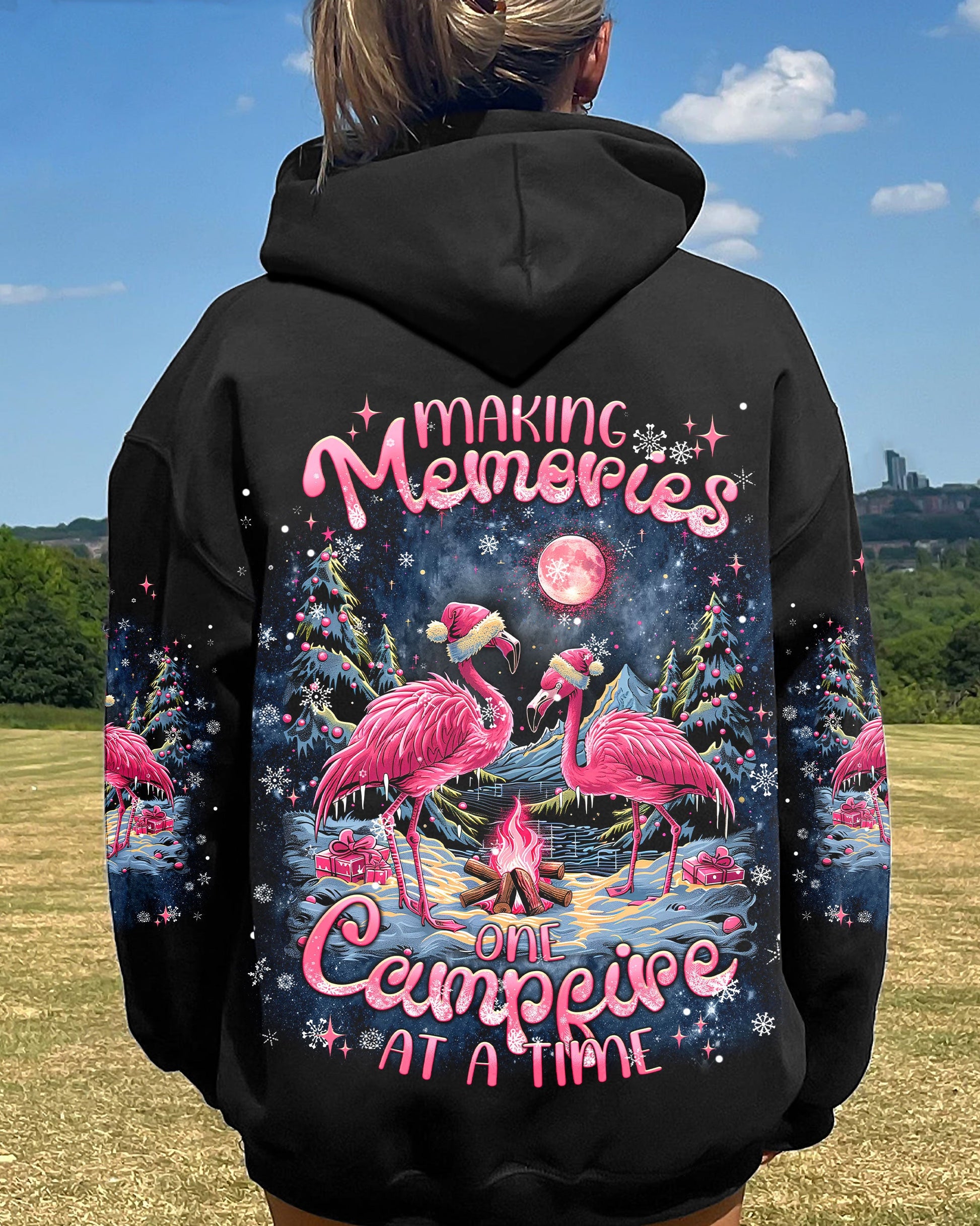 MAKING MEMORIES ONE CAMPFIRE AT A TIME FLAMINGO CHRISTMAS ALL OVER PRINT -  TLNT1210241