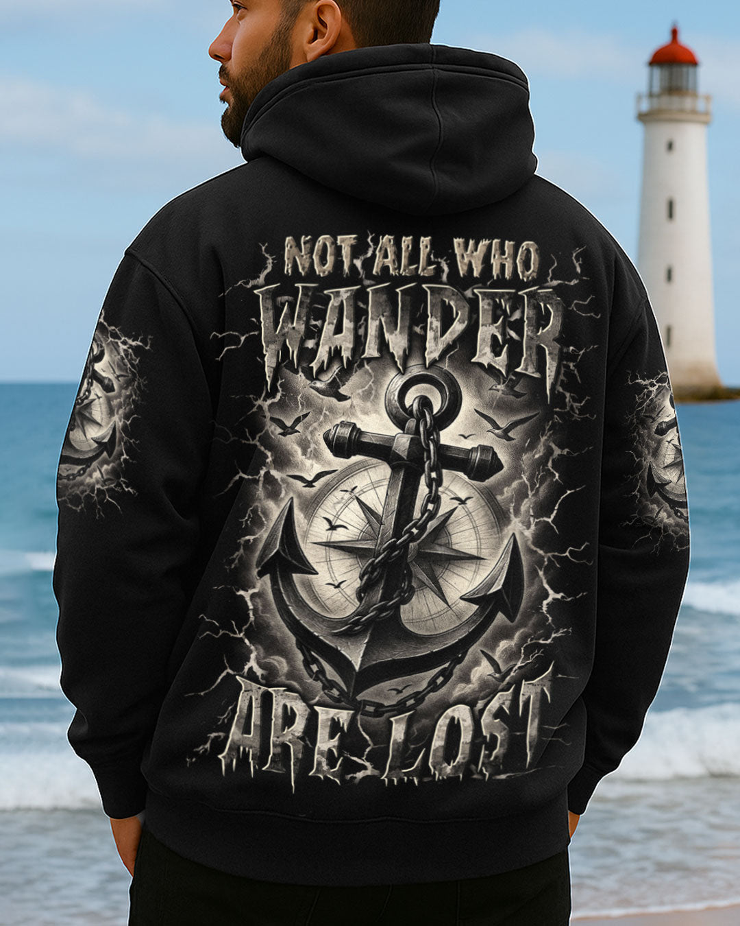 NOT ALL WHO WANDER ARE LOST ANCHOR COMPASS ALL OVER PRINT - YHLN2706254