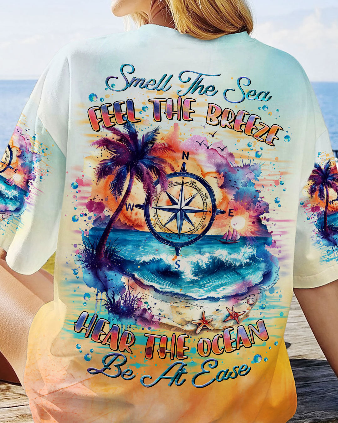 SMELL THE SEA FEEL THE BREEZE COMPASS ALL OVER PRINT - TLTR2907242