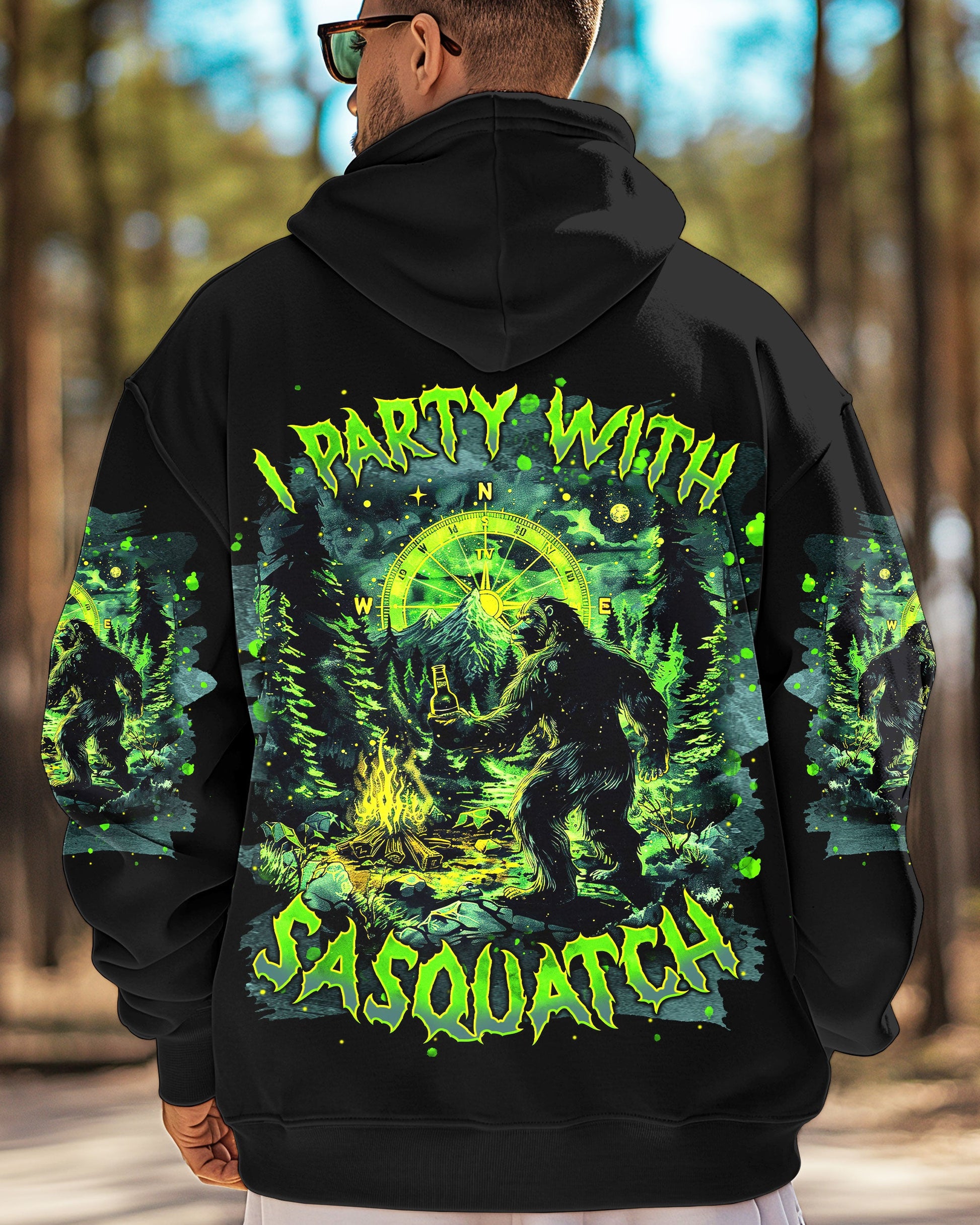 I PARTY WITH SASQUATCH BIGFOOT ALL OVER PRINT - TLNT0303251