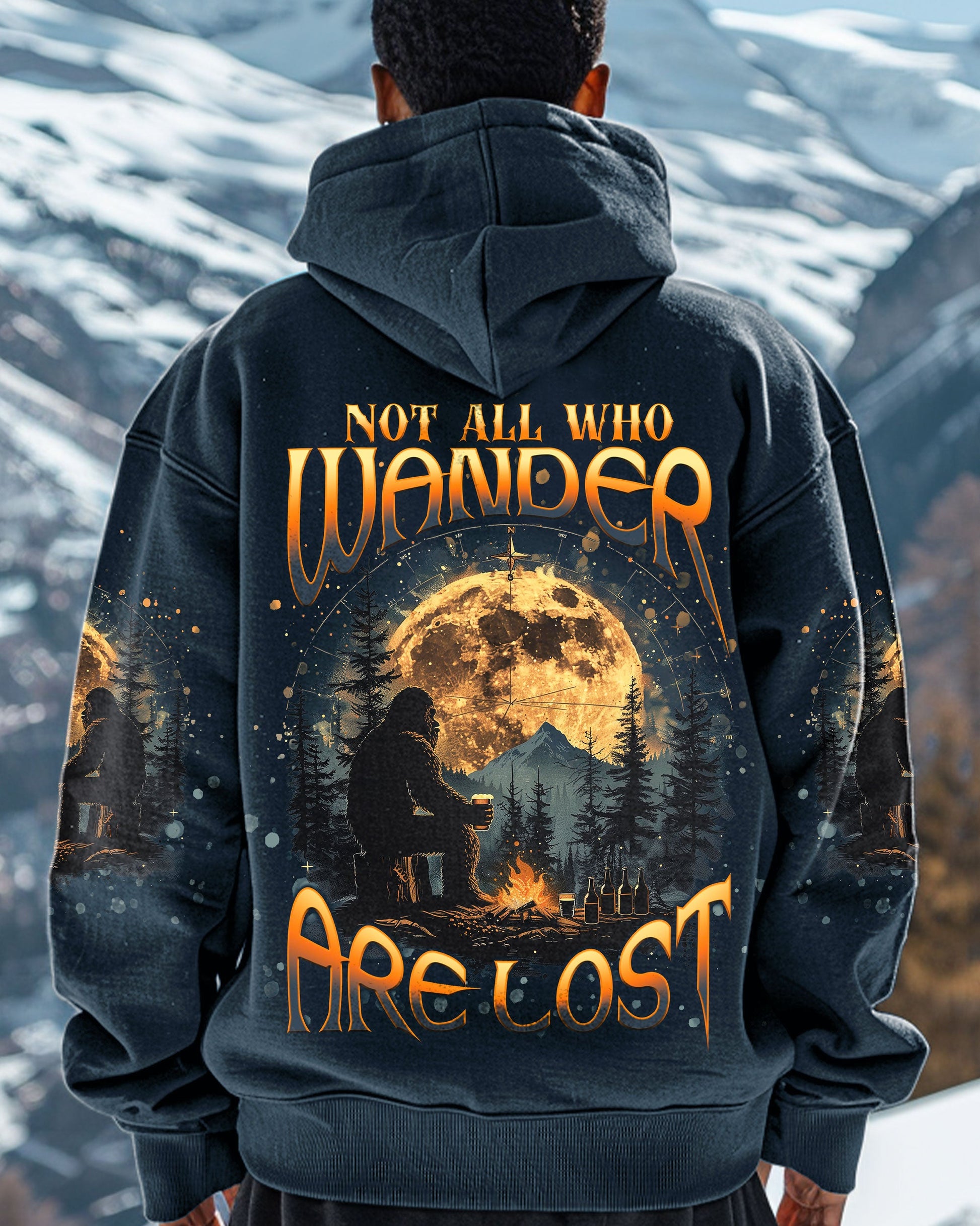 NOT ALL WHO WANDER ARE LOST BIGFOOT COMPASS ALL OVER PRINT  - TLNT0412241