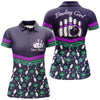 BlueJose Purple Bowling Ball And Pins Pattern Customized Name All Over Printed Shirt For Women