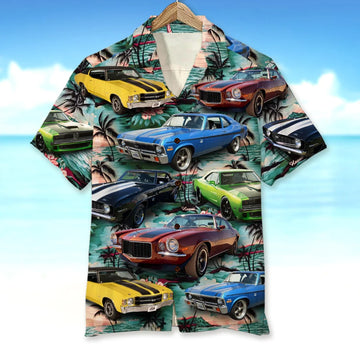 Custom Muscle Car Hawaiian Shirt, Hawaii Beach Patten