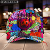 BlueJoses Bowling And Pins Graffiti Funny Smiley Personalized Name Cap