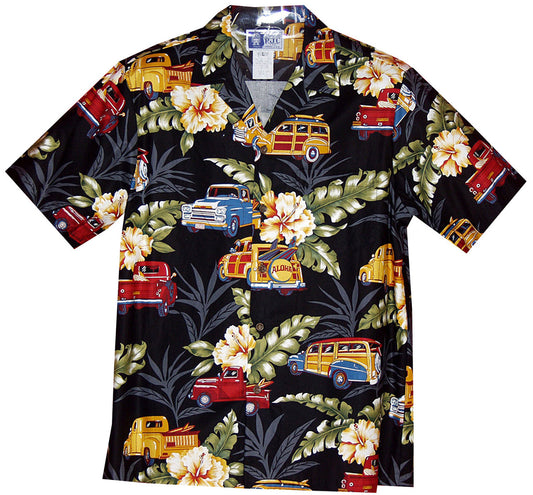 Bluejose Pick-Up Truck Woodie Surfer Men's Hawaiian Shirt