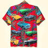 Bluejose Custom Classic Car Photo Hawaiian Shirt, Purple Parrot Seamless Pattern, Gift For Car Lovers