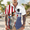 BlueJose Custom Photo And Name Golf USA Flag Pattern Hawaii Shirt