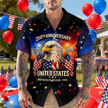 BlueJose Personalized Happy 250th Anniversary United States - 250 Years of Freedom Hawaiian Shirt