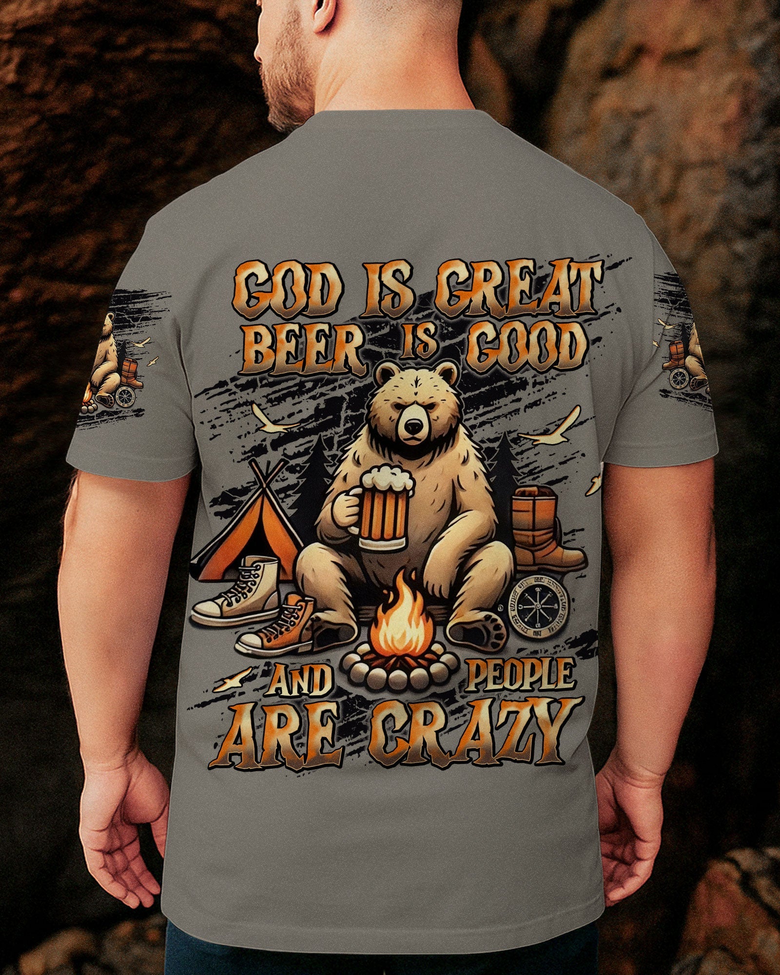 GOD IS GREAT BEER IS GOOD BEAR ALL OVER PRINT - TLNT0608251