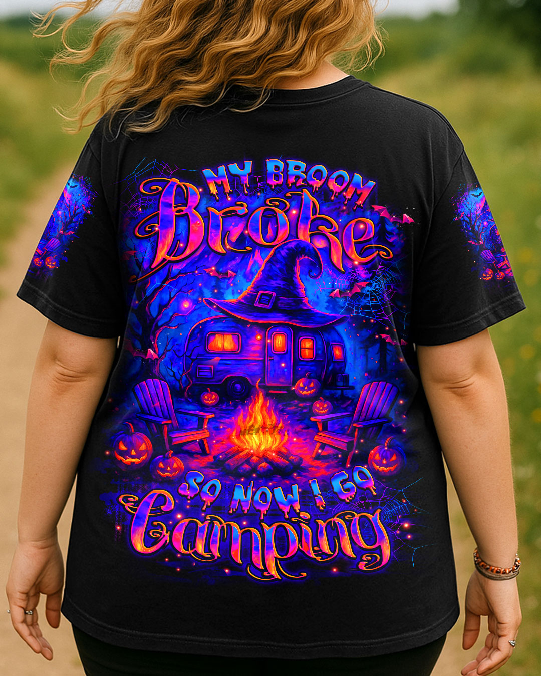 MY BROOM BROKE SO NOW HALLOWEEN CAMPING ALL OVER PRINT - YHLT0608251
